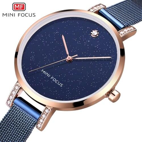 MINIFOCUS Luxury Brand Quartz Women Watches Waterproof Blue Dress Clock Lady Watch for Woman Relogio Feminino Montre Femme