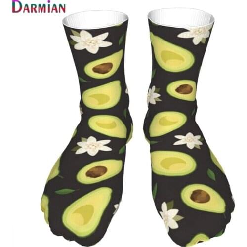 Customized Women Socks Flowers Avocado Pattern Print Ladies Men Long Winter Christmas Socking Spring Free Wholesale Dropshipping