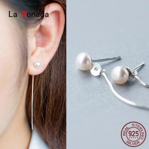 La Monada Ear Piercing Stud Earrings For Girls Women Silver 925 Fake Pearl Hanging Silver Earrings 925 Silver Earrings Woman