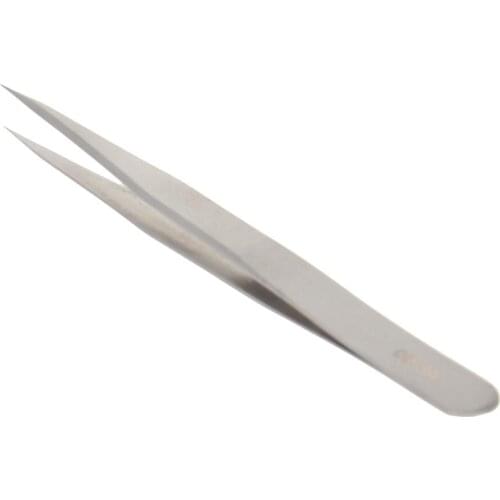 Utoolmart 1/2pcs Stainless Steel Tweezers Silver Color Card Packaging Micro-magnetic Pointed Elbow Hand Tool Industrial Tweezers