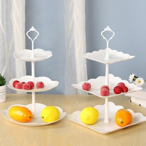 3 Tier Cake Stand Bakeware Plastic Tray Display Rack Pastry Tray Cake Desserts Fruit Dish Tray Wedding Plates Party Tableware
