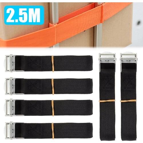 6 Pcs Car Lashing Straps Cargo Travel Luggage Load Tension Lashing Straps Metal Cam Buckle Nylon Rope Tensioner 2.5mx2.5m