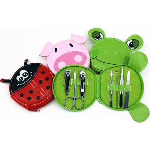 7PCS Cute animal Stainless Steel Nail Clipper Cutter Trimmer Grooming Kit Toe Nail Art Tools Set Kits