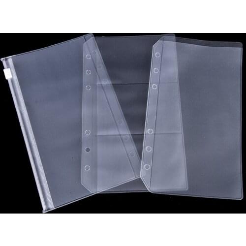 A5/A6 PVC Transparent Zip Lock Envelope for 6 Holes Binder Pocket Refill Organiser Stationery