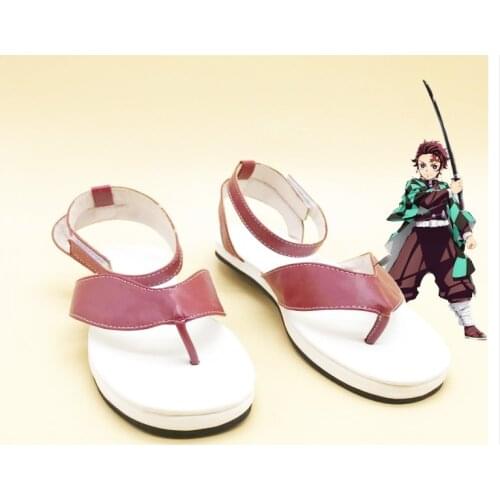 Plus size 47 Demon Slayer Kimetsu No Yaiba Anime Cosplay Shoes Kamado Tanjirou Sandals Geta Clogs Agatsuma Zenitsu Flip Flops