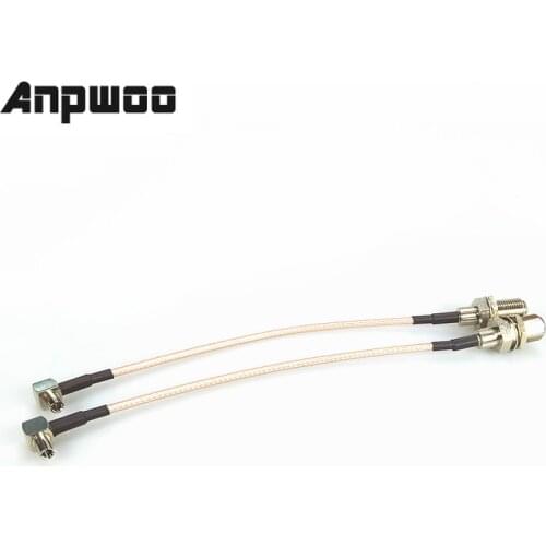 ANPWOO 15cm 5.9" Customize Coaxial RF Cable Connector 3G Modem TS9 Right Angle to F Female with Pigtail Cable RG316