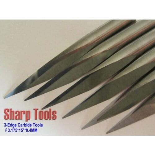 Free Shipping 10pcs 3-Edge Carbide Woodworking Tools, 3.175mm Dia., 15 Angle, 0.4mm Tip, Engraving Bits for CNC Router Machine