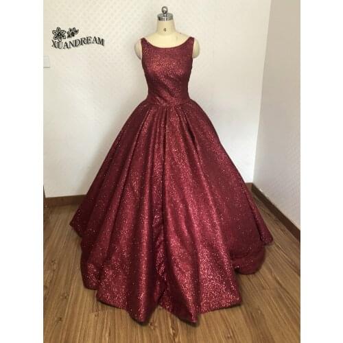 Bling bling special occasion dresses vestido longo de festa puffy ball gown formal dinner party red prom dresses made in china