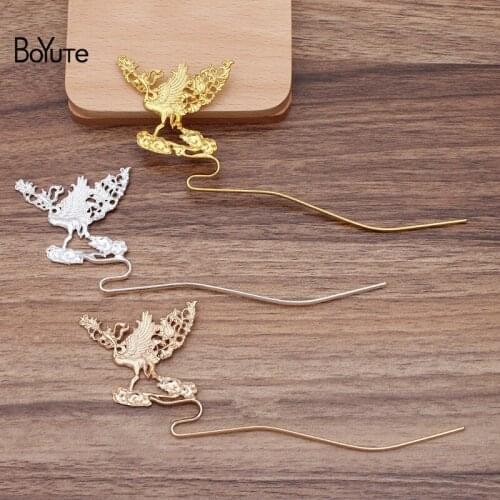 BoYuTe New Arrive (5 Pieces/Lot) 43*50MM Metal Alloy Phoenix Hair Stick Diy Hand Made Hair Jewelry Accessories