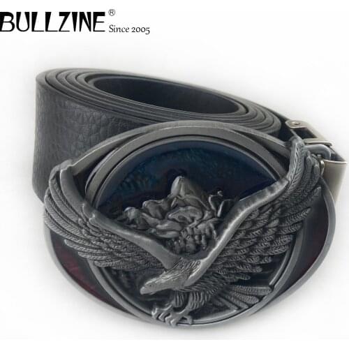 Bullzine zinc alloy retro flying eagle belt buckle Free PU belt jeans gift belt buckle FP-03340-2 drop shipping