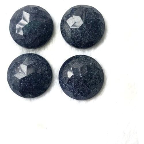 Wholesale 1pcs Blue Sand Stone Bead Cabochon 29mm Faceted Round Gem stone Bead Cabochon Ring Face