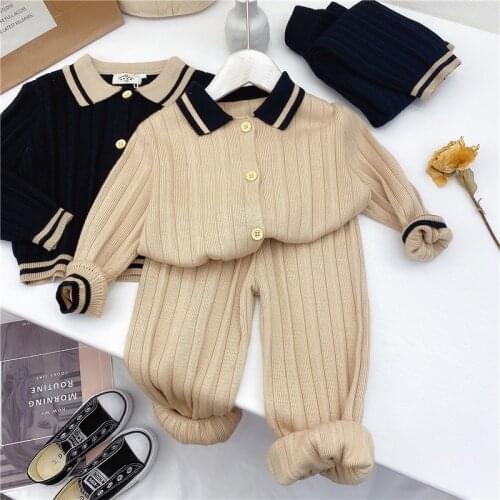 Baby girls outfit winter autumn casual Sweater Knitted top + pants suit children trousers knitted suit girls set kids clothes