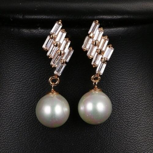 Emmaya Fashion Pearl Rose Gold Color CZ Bridal New Arrival For Women Gift