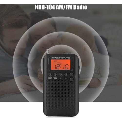 HRD-104 Pocket AM FM Radio with 40mm Driver Speaker Musical 1.3 inch LCD Digital Display Enjoyable Instrument Supplies