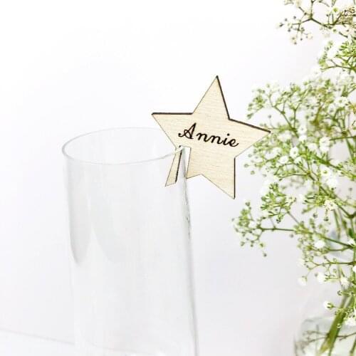 Star Place Names - Wedding Place Name - Wine Charms - Star Wine Charms - Wooden Place Names - Laser Cut Place Settings - Wedding