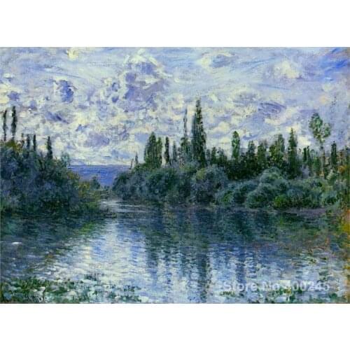 Claude Monet art collection Arm of the Seine near Vetheuil oil Painting canvas High quality Hand painted