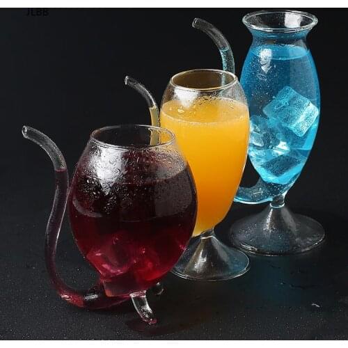 Creative Devil Cocktail Glass Cup with Straw 300ml Wine Glasses Beer Glass Whiskey Glass Juice Mug Crystal Shot