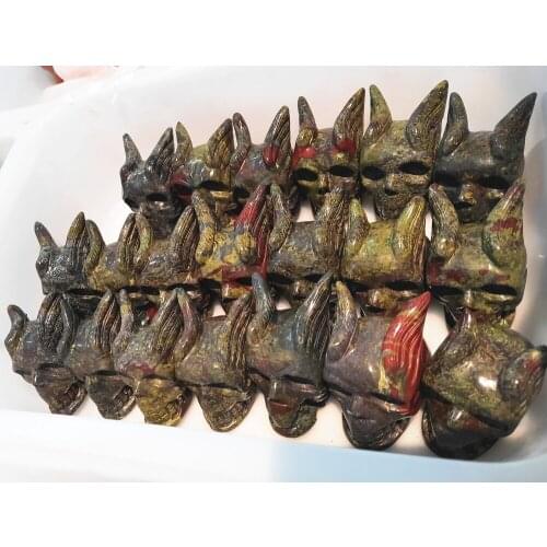 Quartz Skull Naturasl dragon blood stone crystal skull statue Beautiful Gemstone figure with wings Reki Feng Shui