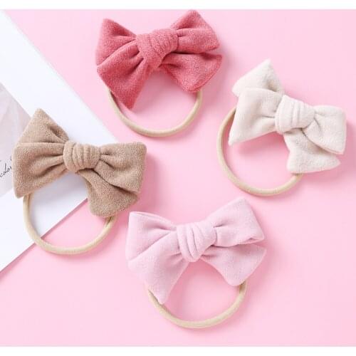 Baby Headbands Sude Girls Hair Bows Hairbands Candy Color Children Elastic Headbands Thin Nylon Infant Headwrap Cute Soft