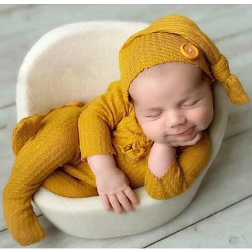 Newborn Photography Props Baby Woven Long Tail Hat Knitted Crochet Beanie Cap for Infants Photo Shooting
