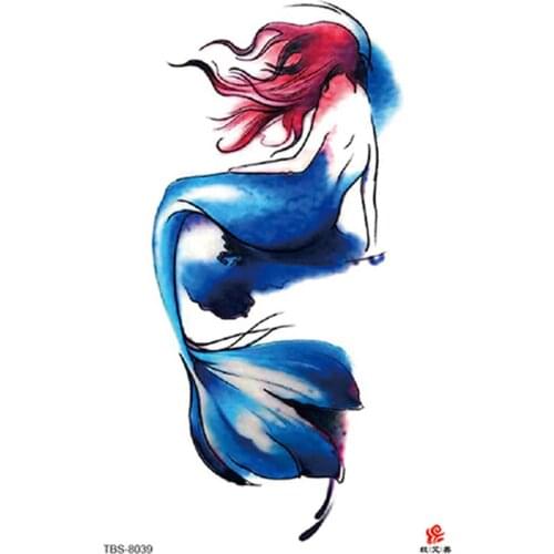 Mermaid Temporary Tattoos For Women Body Art Painting Arm Legs Tattoos Sticker 190X120mm Realistic Fake Rose Waterproof Tattoos