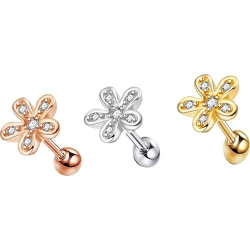 TIANCIFBYJS Stainless Steel 16G Ear Studs Zircon Cartilage Tragus Earrings Set Helix Conch Body Piercing Jewelry For Women 50pcs