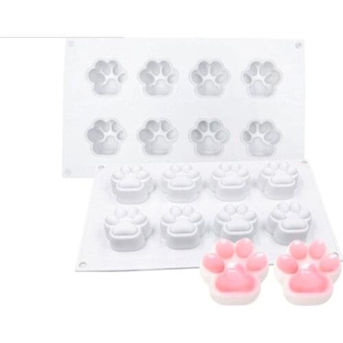Cute Cat Paw Shape Silicone Mold For Baking Cake Decorating Mousse Fondant Chocolate Candy Making Muold 8 Holes