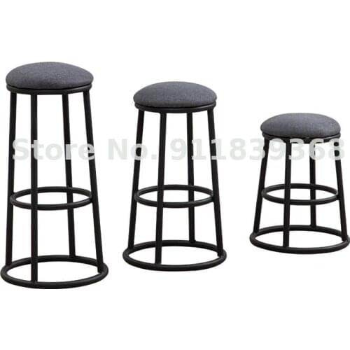 Modern Ktv Bar Chair Iron Bar High Footed Stool Milk Tea Shop Counter Front Desk Stall Round Stool Mobile Phone Shop Stool