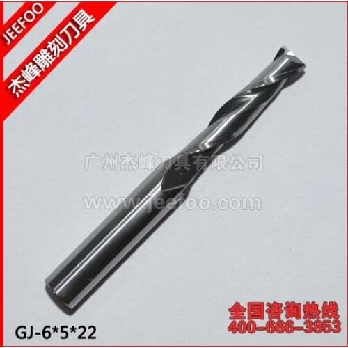 6*5*22mm Two Flutes Spiral Tools, Carving Tool Bits, Engraving Tool Cutters,End Mill Cutters for CNC Router Machine