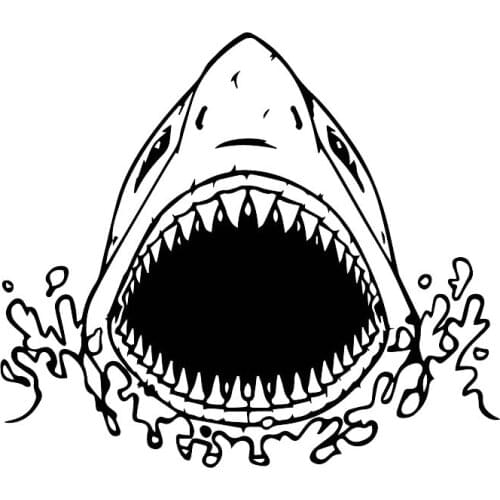 Scary Deep Sea Shark Decals High Quality Car Window Decoration Personality Pvc Waterproof Decals Black/white, 18cm*17cm