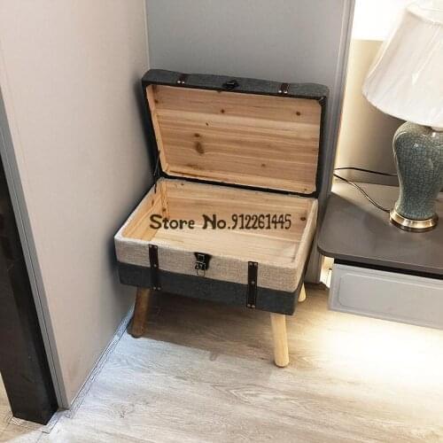 Shoe changing stool solid wood household door net red clothing store fitting room nail creative storage stool can sit on soft ba