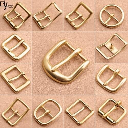 2.5cm Brass womens belt pin buckle bag with adjustable buckle handmade leather belt brass solid
