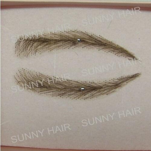 0113 hand made human hairr hand knot fake eyebrow dark brown #2 colour