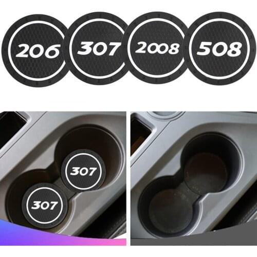 1pcs Car Cup Holder Mat Silicone Water Coaster Decoration For Peugeot 206 207 3008 Car Styling Accessories