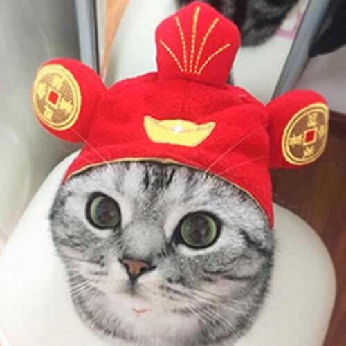 1PC Pet Headdress Cute Cat Teddy Holiday Dress Up Sun Trick Fortune Headdress Wig Cat Headgear Hat