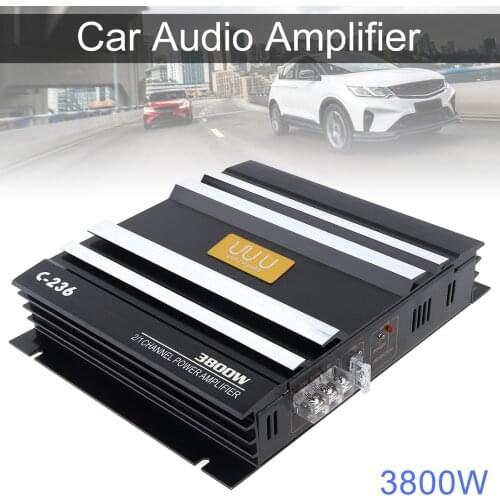 3800W 400W Car Amplifer Class AB Digital 2 Channel Black Aluminum Alloy High Power Car Stereo Audio Power Amplifier for Car Home
