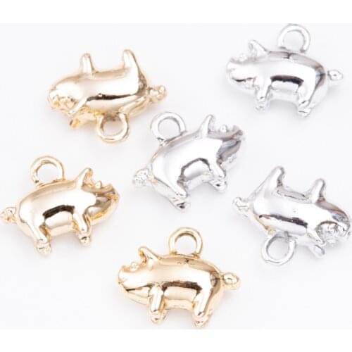 4Pcs Gold Color Alloy Enamel Cute Pig Charms Pendant Accessaries For DIY Bracelet Necklace Jewelry Making Earring Findings