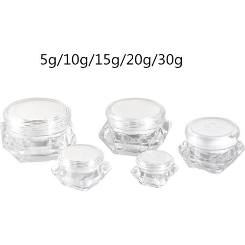 20pcs/lot 5g Acrylic Small Diamond Cream Bottles High Quality Empty Eye Cream Jars Sample Boxing Makeup Jars
