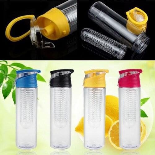 800ML High Quality Water Bottles Portable Fruit Infuser Water Bottles Sport Lemon Juice Bottle Flip Lid Home Kitchen Outdoor