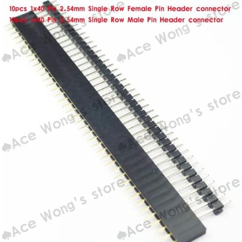 FREE SHIPPING 20PCS 2.54mm 1X40 40Pin Single Row Straight Male & Female Pin Header ROHS Good quality