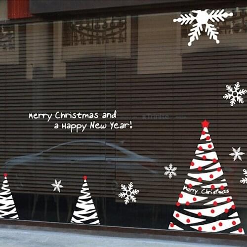 Large Christmas Tree Sticker X mas Decal Posters Vinyl Wall Decals Decor Mural Glass Shop Window Home Decoration