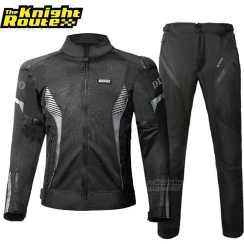 Black Motorcycle Jacket Men Motobiker Set Windproof Riding Suit Moto Jacket & Pants Touring Motocross Biker Body Protection Gear