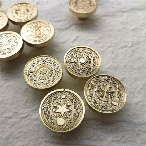 Star Cardcaptor Sakura Power Sun and Moon Magic Retro Wooden Stamp Antique Metal Sealing Wood Handle Wedding Wax Seal Stamp