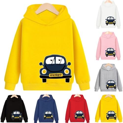 Kids Girls Boys Hoodies Outerwear White Red Yellow Black Grey Hooded Print Car Sweatshirt Kids Clothes Clothing Clothes Tops