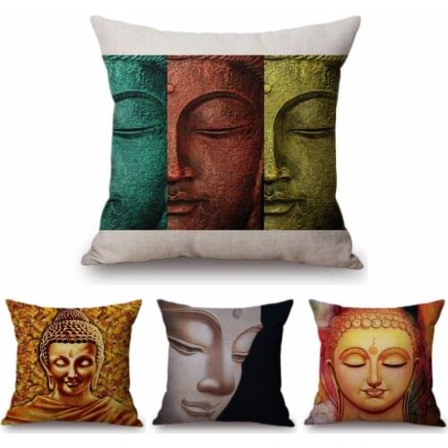 Southeast Asia Buddha Art Home Decor Sofa Throw Pillow Thailand Buddism Phuket Bali Style Decoration Living Room Cushion 45x45cm