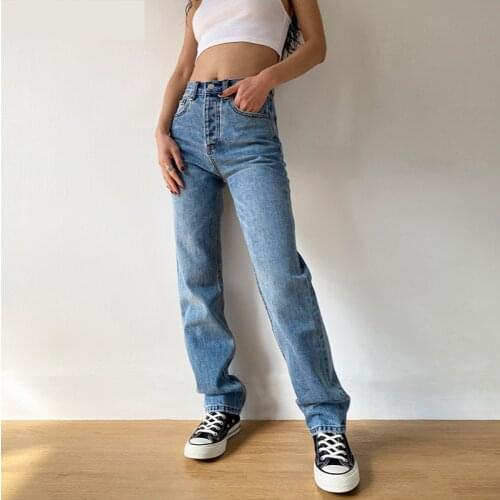 Cowboy Vintage Wide Leg Trousers 2021 New Mom Jeans Straight Pants Washed Loose High Waist Plus Size Women Casual Boyfriends
