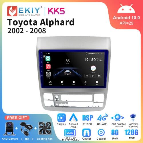 EKIY 1280*720P QLED Touch Screen Smart Car Radio Android 10 For Toyota Alphard 2004-2007 GPS Navi Autoradio Player Tape Recorder