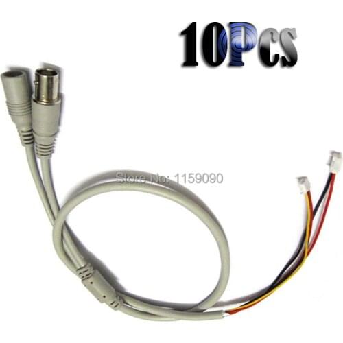 Gray 10Pcs Power Video Cable BNC and DC Connector for CCTV Cameras PCB Board