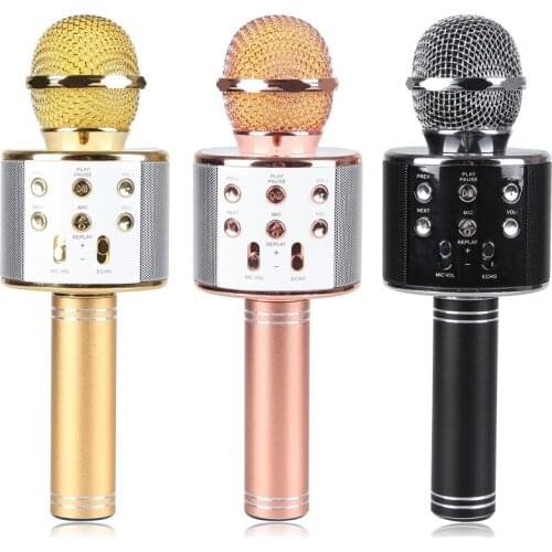 Karaoke Wireless Mini Portable Handheld Bluetooth Microphone Speaker Home Family KTV Support TF MP3 Play WS858 DVR8715