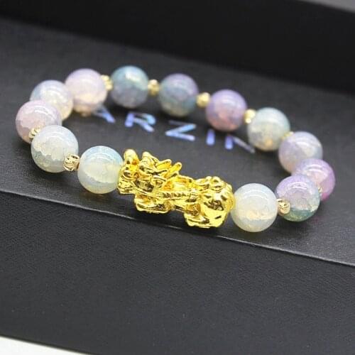 Pixiu Chinese Good Lucky Charm Feng Shui Pi Yao Wealth Bracelets Jewelry Charm Crystal Beaded Bracelet Men Women Trendy Jewelry
